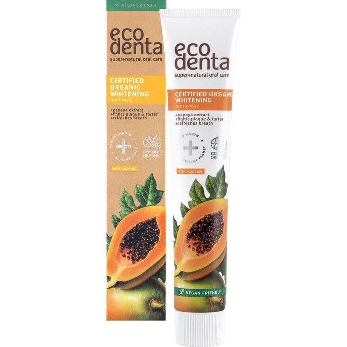 Pastă de dinți Ecodenta Certified Organic Whitening, cu extract de papaya, pentru albire, 75 ml