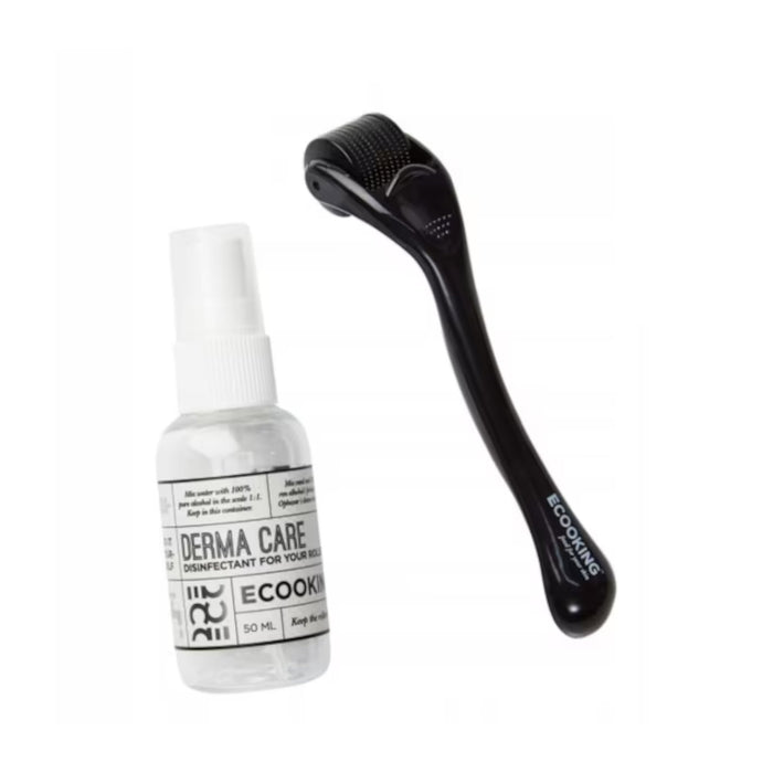 Rolă de masaj facial Ecooking Derma Roller, neagră, pentru elasticitate și fermitate