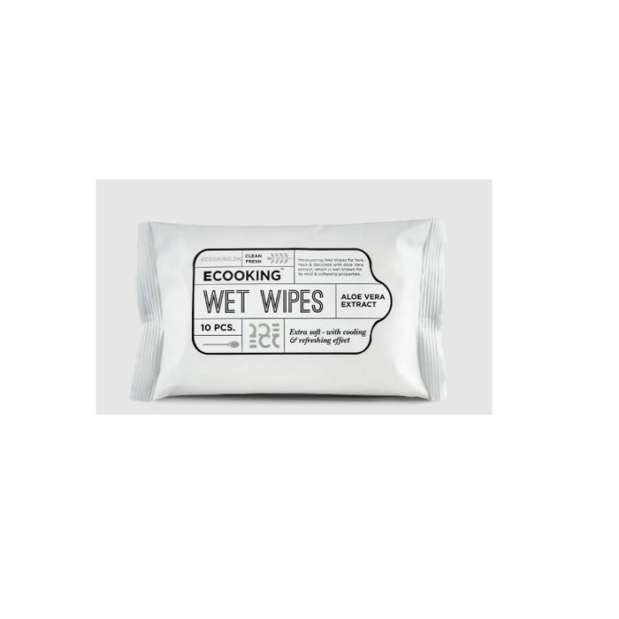 Șervețele de curățare Ecooking cu extract de Aloe Vera, pentru față, 10 buc.