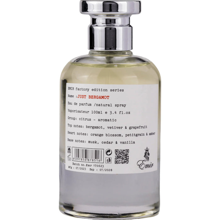 Apă de parfum Emir Just Bergamot Factory Edition, unisex, 100 ml