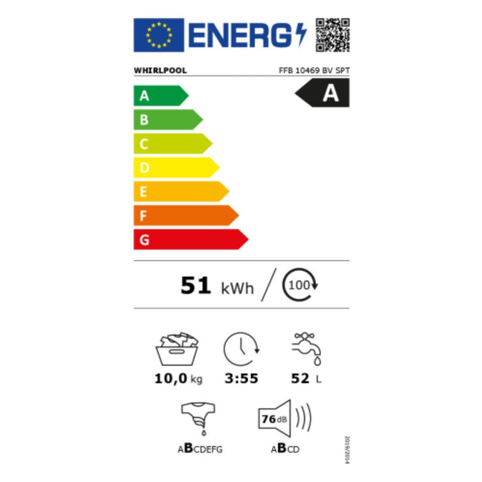 Mașină de spălat Whirlpool Corporation FFB 10469 BV SPT Alb 1400 rpm