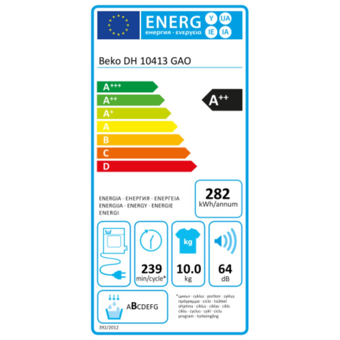 Uscător de condens BEKO DH 10413 GAO 10 kg Alb