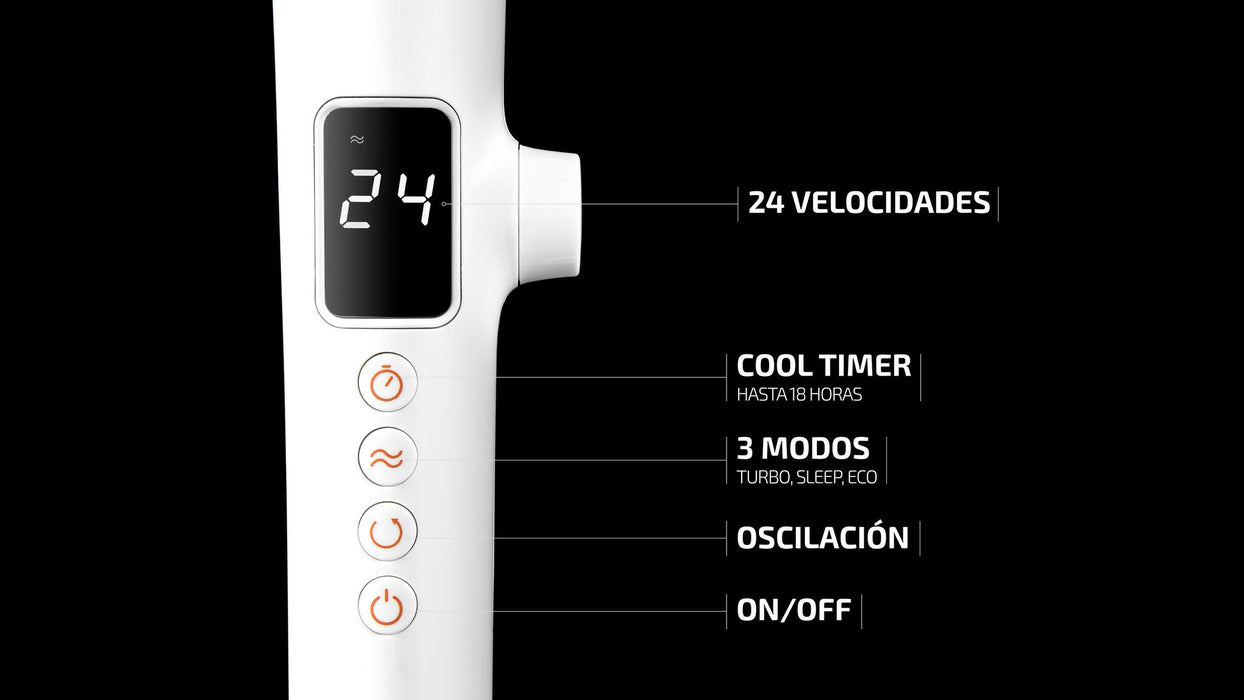 Ventilator cu picior Cecotec EnergySilence 1030 Smartextreme, 28 W, 24 de trepte, 40 cm, alb