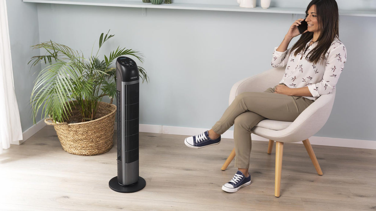 Ventilator de turn Cecotec EnergySilence 7050 SkyLine Control, 45 W, înălțime 84,3 cm, 3 trepte, negru