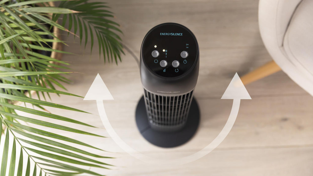 Ventilator de turn Cecotec EnergySilence 7050 SkyLine Control, 45 W, înălțime 84,3 cm, 3 trepte, negru