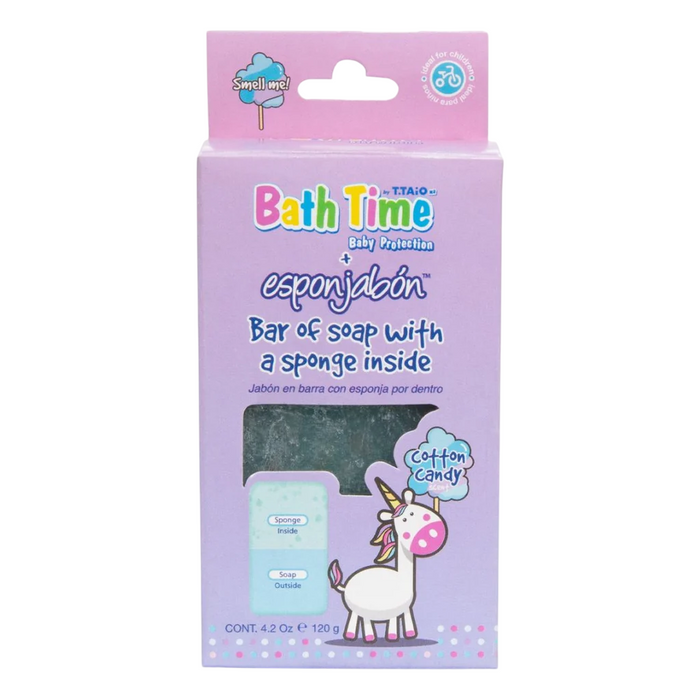 Săpun cu burete Esponjabon Cotton Candy, aromă de vată de zahăr, 120 g