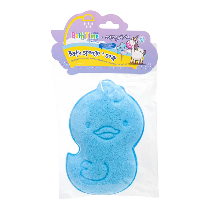 Săpun și burete 2 în 1 Esponjabon Cotton Candy, pentru curățare și exfoliere, aromă gurmandă, pentru corp