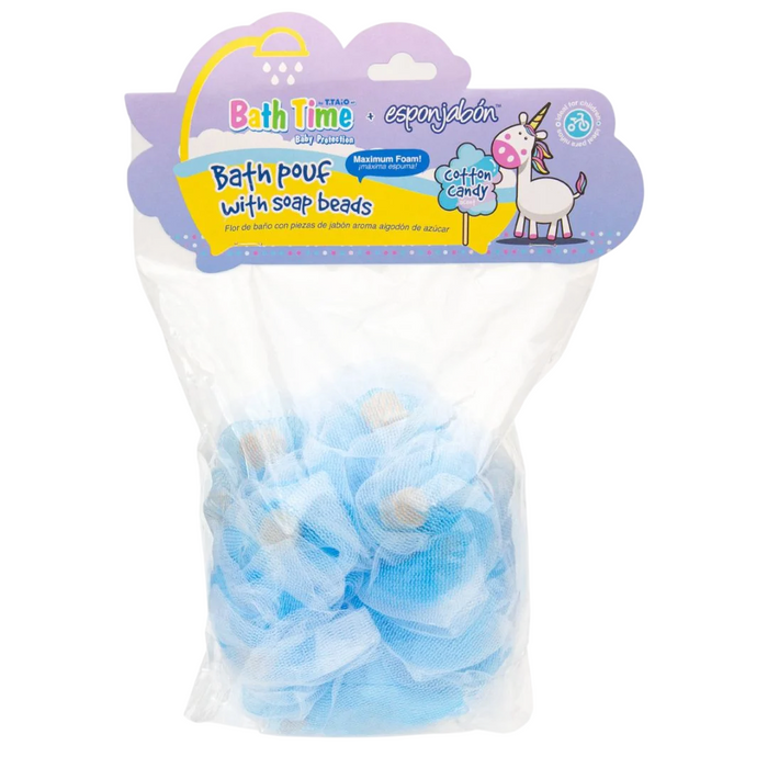 Burete de baie cu săpun Esponjabon Cotton Candy, 2 în 1, pentru curățare și exfoliere