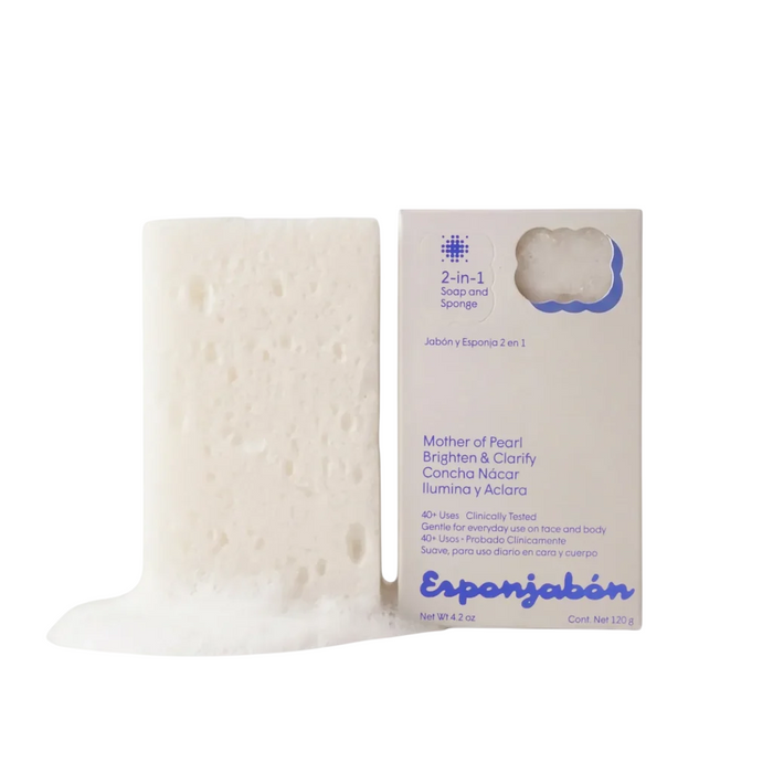 Săpun și burete 2 în 1 Esponjabon Mother Of Pearl, iluminator, pentru față și corp, 120 g