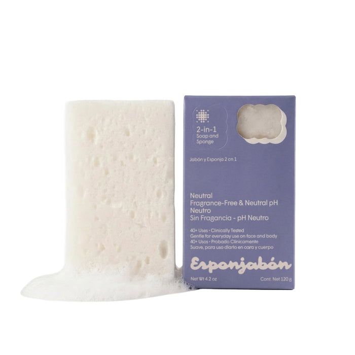 Săpun de masaj Esponjabon Neutral, fără parfum, exfoliant, pentru față și corp, 120 g