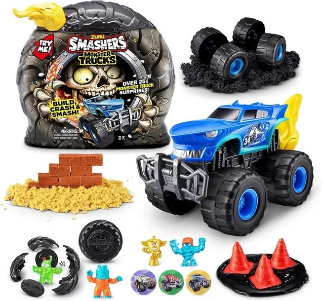 Set de joacă Zuru Smashers Monster Trucks, mașinuță surpriză, 26 de piese