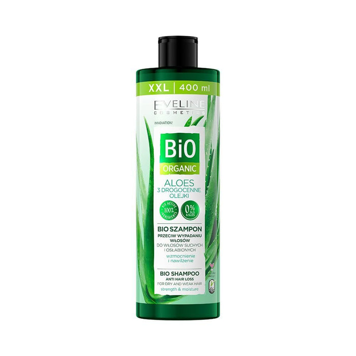 Șampon pentru păr Eveline Cosmetics Bio Organic Aloe, împotriva căderii părului, pentru păr uscat și slăbit, 400 ml