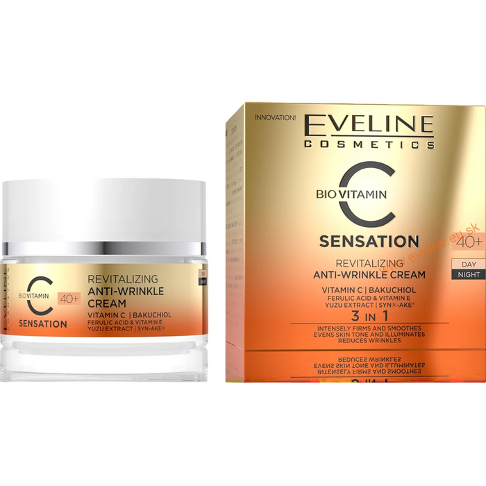 Cremă de față Eveline Cosmetics C Sensation, antirid, de zi și de noapte, 50 ml