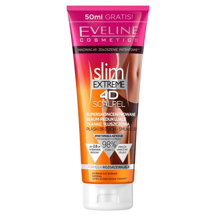 Ser pentru corp Eveline Cosmetics Slim Extreme 4D Scalpel, pentru abdomen, reducerea grăsimii, 250 ml