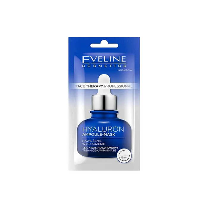 Mască de față Eveline Cosmetics Therapy Professional, cu acid hialuronic, hidratare intensă, 8 ml
