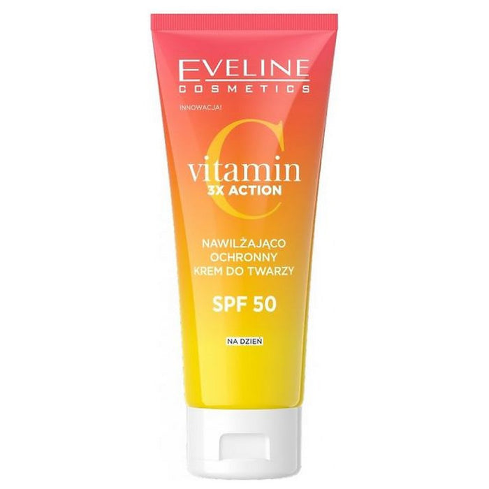 Cremă de față Eveline Cosmetics Vitamin C 3x Action Instant Glow & Protect, hidratantă, de zi, SPF 50, 30 ml
