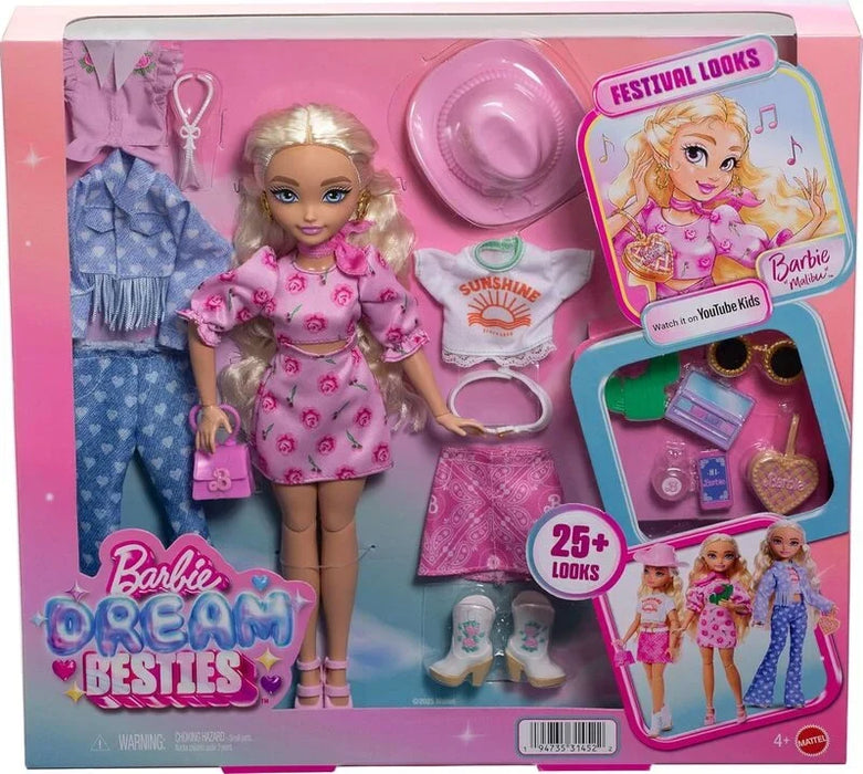 Păpușă Mattel Barbie Dream Besties Malibu Festival Looks, 25+ ținute, 4+ ani