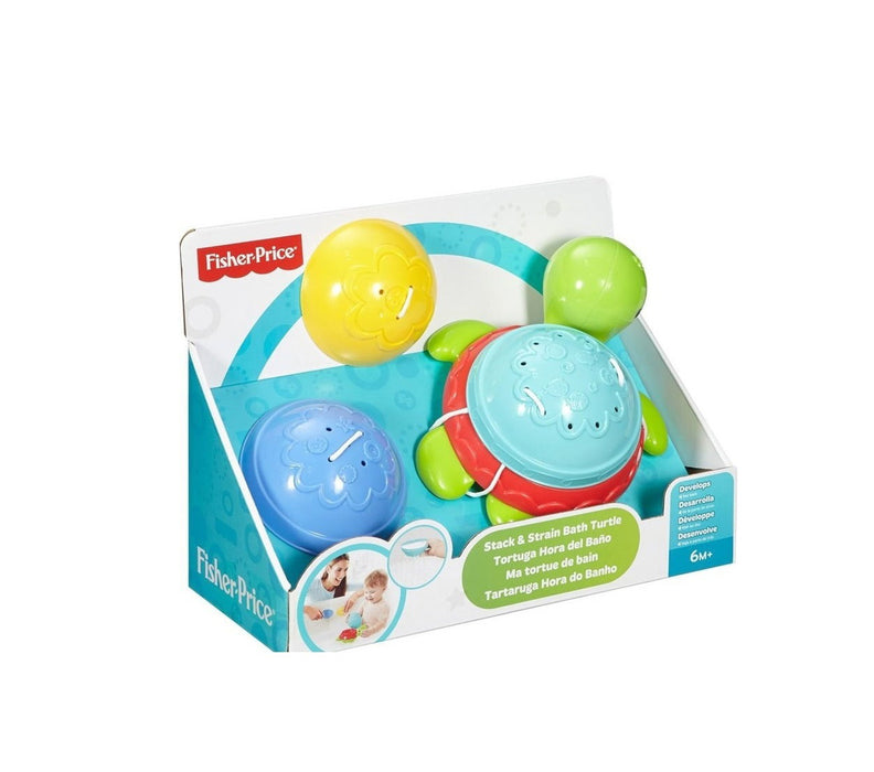 Jucărie de baie Fisher Price Stack & Strain Bath Toys, țestoasă stivuibilă, de la 6 luni
