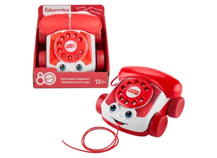 Telefon de jucărie Mattel Fisher-Price, Telefonul roșu cu roți, 12+ luni
