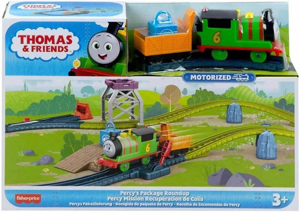 Trenuleț motorizat Mattel Thomas & Friends, Percy's Package Roundup, Percy cu vagon de marfă, 3+ ani