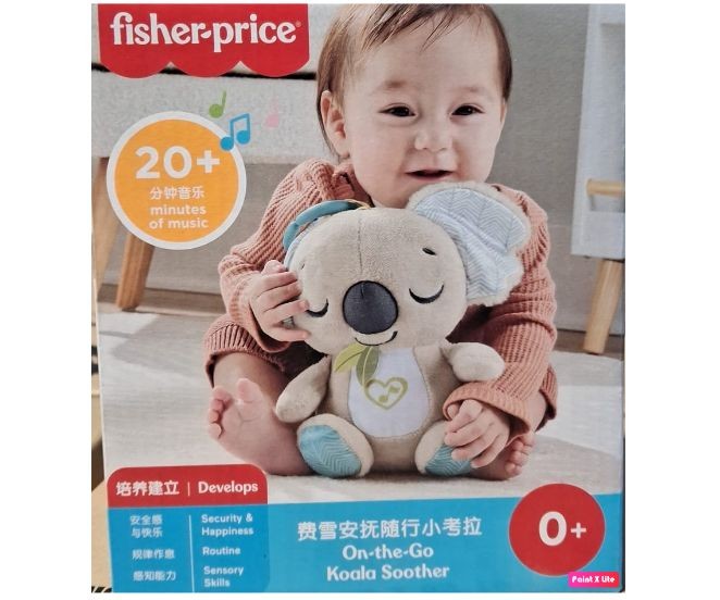 Jucărie de pluș pentru bebeluși Mattel Fisher-Price On-the-Go Koala Soother, 0+ luni, peste 20 de minute de muzică