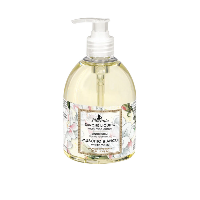 Săpun lichid Florinda White Moss, hidratant și de curățare, pentru mâini, față și corp, 500 ml