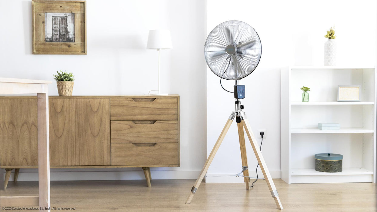 Ventilator cu trepied Cecotec EnergySilence 1600 Woody Smart, 50 W, diametru 40 cm, 3 viteze, aspect lemn