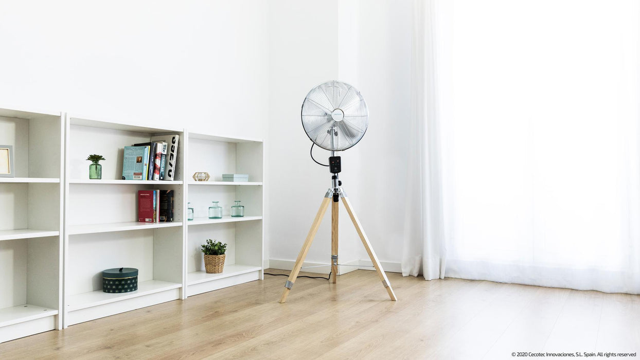 Ventilator cu trepied Cecotec EnergySilence 1600 Woody Smart, 50 W, diametru 40 cm, 3 viteze, aspect lemn