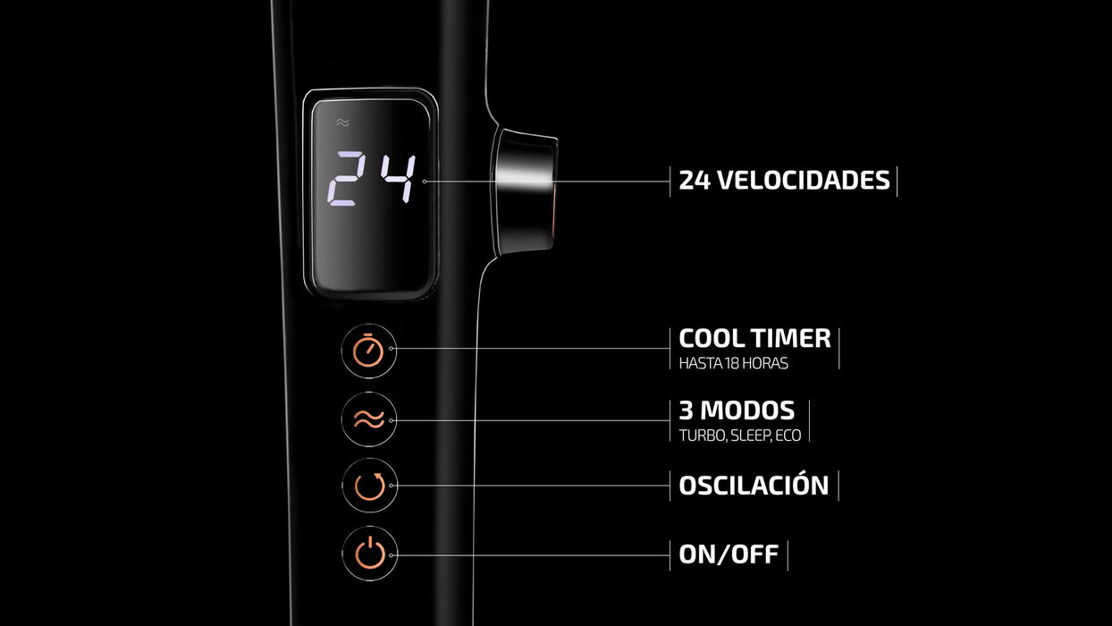 Ventilator cu picior Cecotec EnergySilence 1040 Smartextreme, 28 W, 24 de trepte, negru