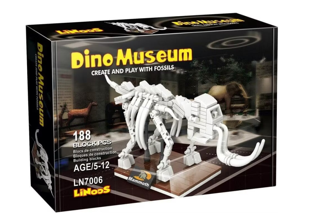 Set de construcție Linoos Dino Museum, Mammoth, 188 piese, 5–12 ani