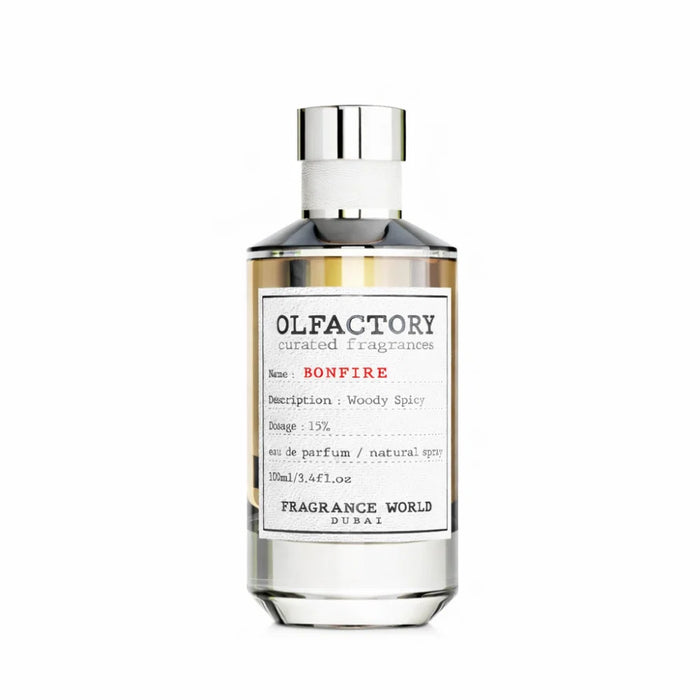 Apă de parfum Fragrance World Olfactory Bonfire, lemnos-condimentat, unisex, 100 ml