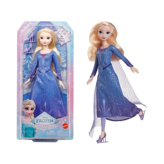 Păpușă Mattel Disney Frozen, Elsa patinatoare, ținută albastră
