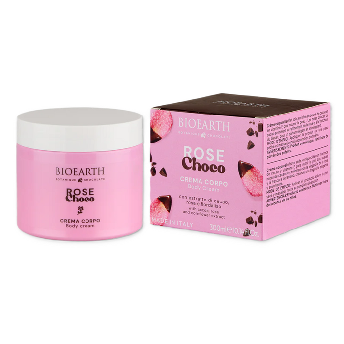 Cremă de corp Bioearth Rose Choco, hidratantă și emolientă, pentru utilizare zilnică, 300 ml