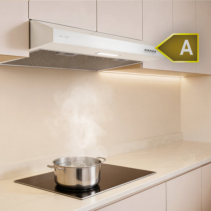Hotă convențională Cecotec Bolero Flux CM 602100 White A, 228 m³/h, 3 trepte, clasa A, albă