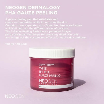 Pads Exfoliante DERMALOGY by NEOGENLAB Wine Lift PHA