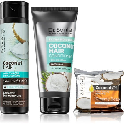 Set Îngrijire Păr Uscat Dr. Santé cu Cocos, Sampon + Balsam + Sabon Cremă, 270g