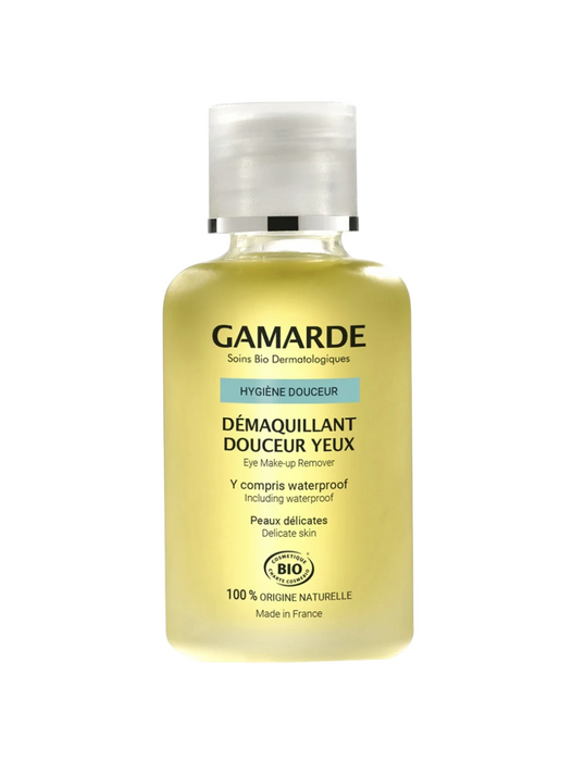 Loțiune demachiantă pentru ochi Gamarde Hygiene Bio, pentru machiaj rezistent la apă, pentru piele delicată, 30 ml