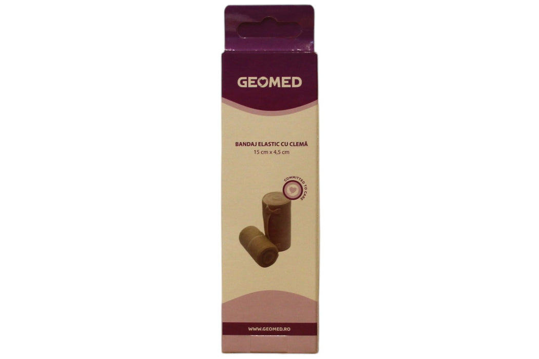 Bandaj elastic Geomed, cu cleme, 15 cm x 4,5 m