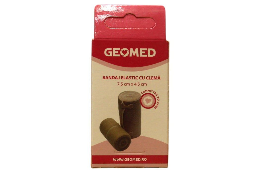 Bandaj elastic Geomed, cu clemă, 7,5 cm x 4,5 m