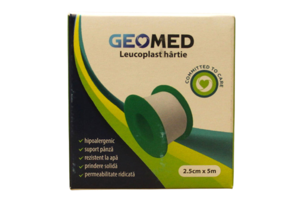 Leucoplast din hârtie Geomed Leukoplast, hipoalergenic, 2,5 cm x 5 m