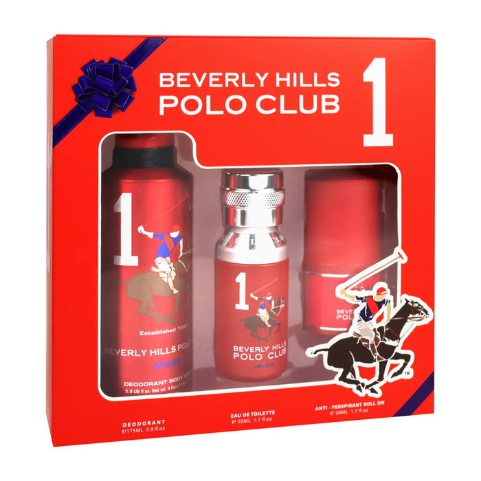 Set Beverly Hills Polo Club 1982 - Sport 1, pentru bărbați: apă de toaletă 50 ml + deodorant spray 175 ml + deodorant roll-on 50 ml