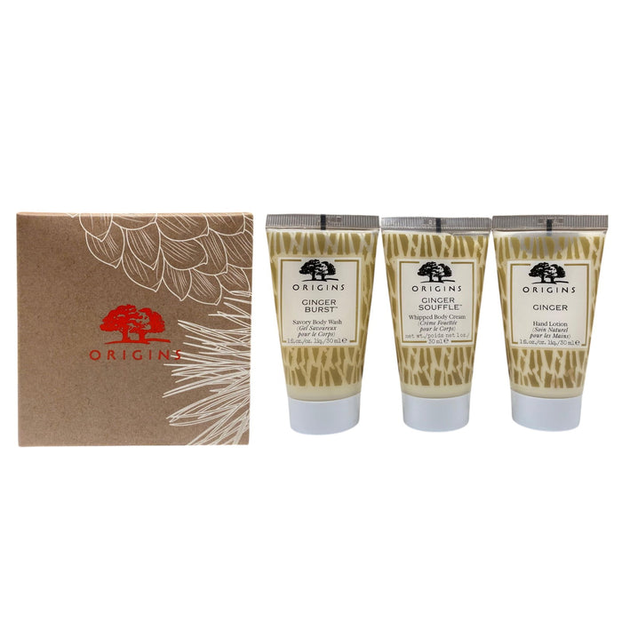 Set Origins, gel de duș 30 ml + loțiune de mâini Ginger 30 ml + cremă de corp Ginger Souffle 30 ml