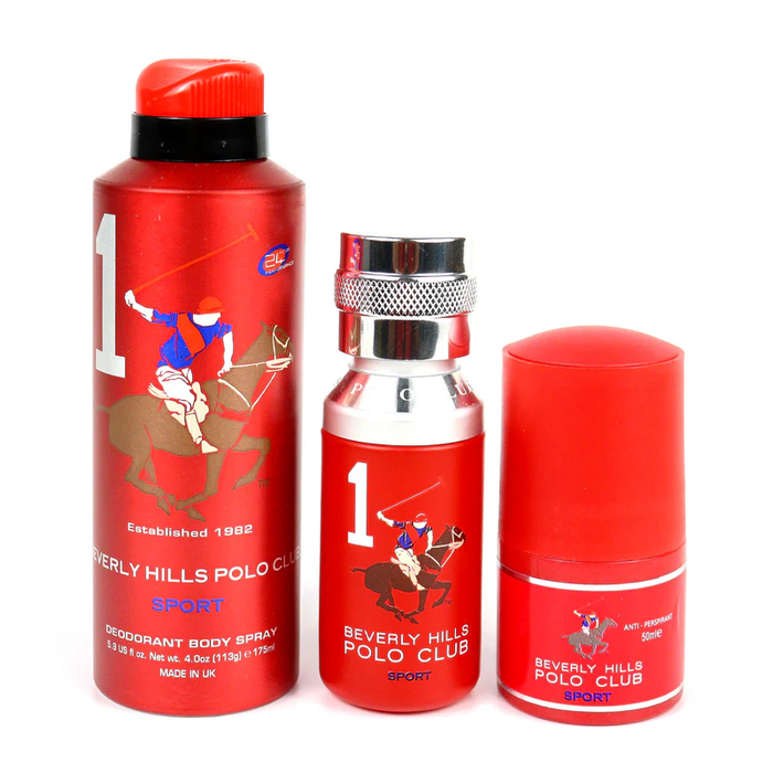 Set Beverly Hills Polo Club 1982 - Sport 1, pentru bărbați: apă de toaletă 50 ml + deodorant spray 175 ml + deodorant roll-on 50 ml