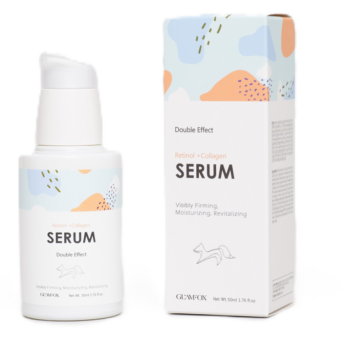 Ser de față Glamfox Double Effect, cu retinol și colagen, pentru fermitate și hidratare, 50 ml