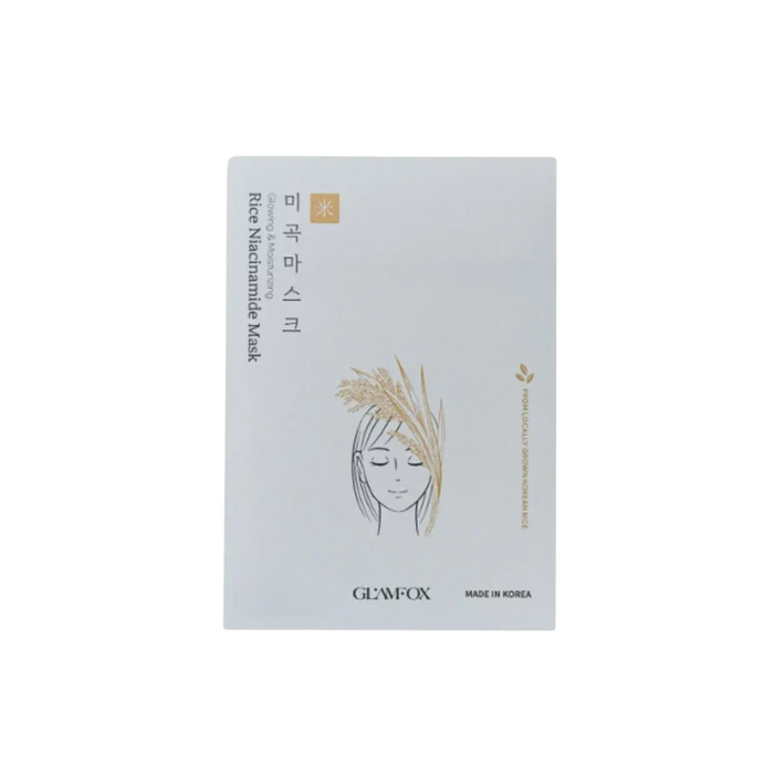 Mască facială Glamfox Rice Niacinamide, hidratantă, efect luminos, 23 ml