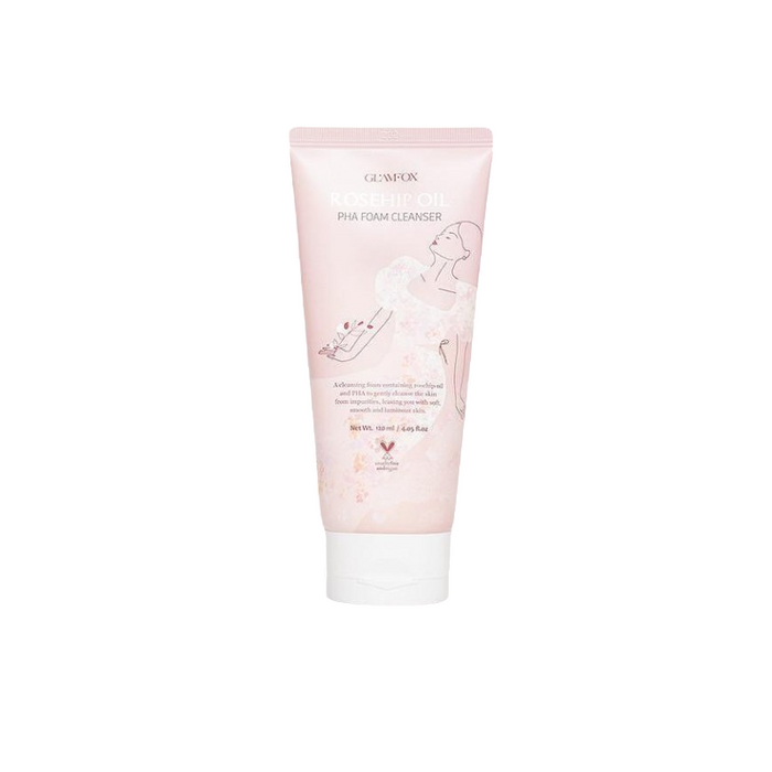 Spumă de curățare Glamfox Rosehip Oil, cu PHA, curățare și hidratare, 120 ml