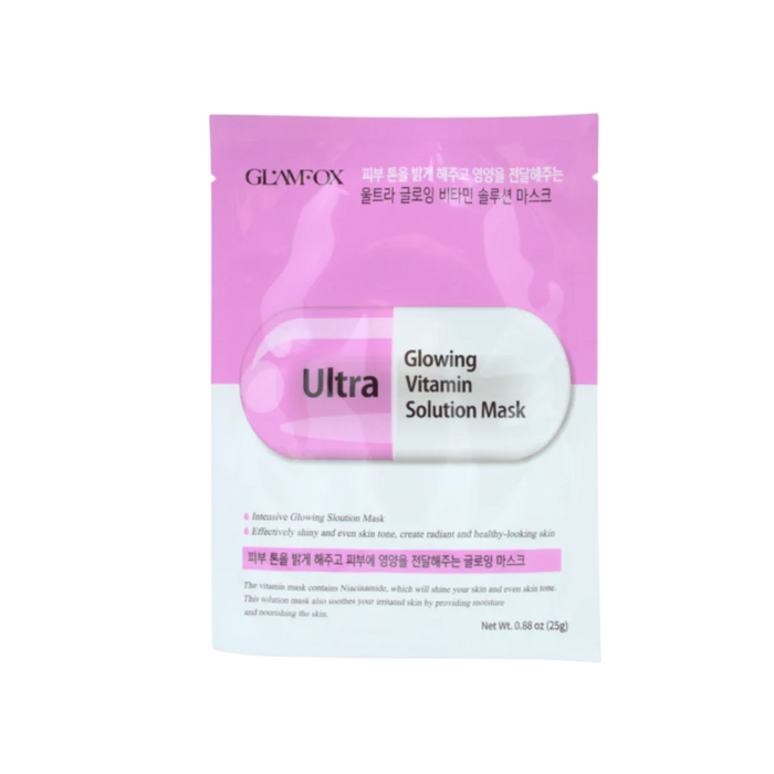 Mască facială Glamfox Ultra Glowing Vitamin Solution Mask, iluminatoare, 25 g