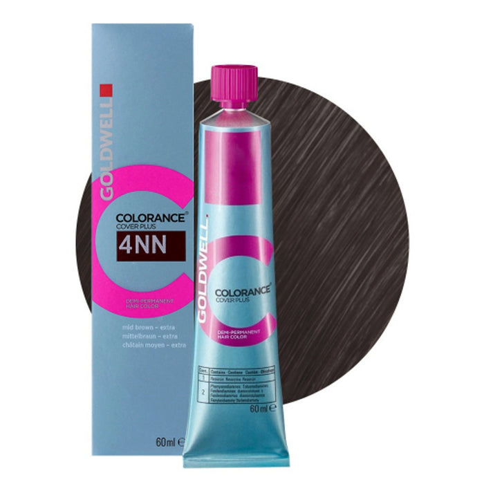 Vopsea demi-permanentă de păr Goldwell Colorance Cover Plus, nuanța 4NN Intense Medium Brown, 60 ml