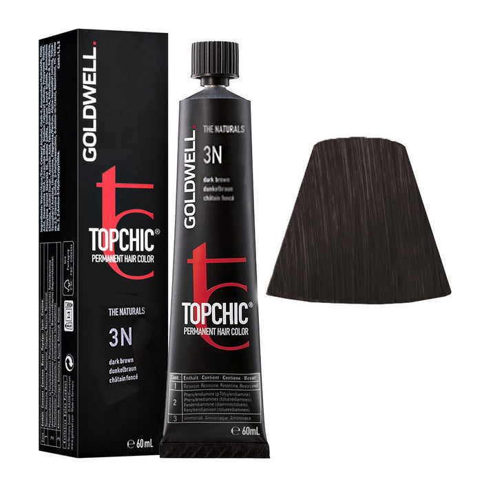 Vopsea permanentă de păr Goldwell TopChic, nuanța 03N Dark Brown, 60 ml