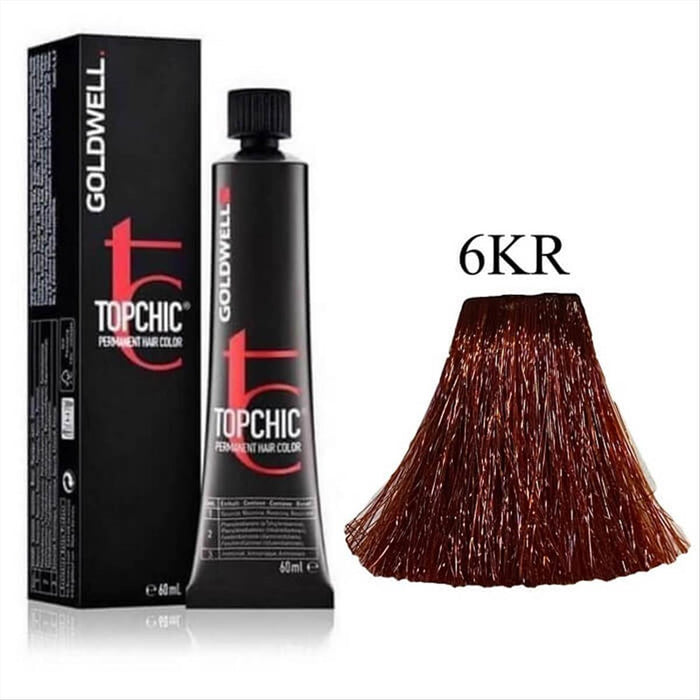 Vopsea permanentă de păr Goldwell TopChic, nuanța 6KR Pomegranate, 60 ml